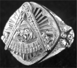 Gothic Sterling Silver Past Master Ring, Solid Back #11G